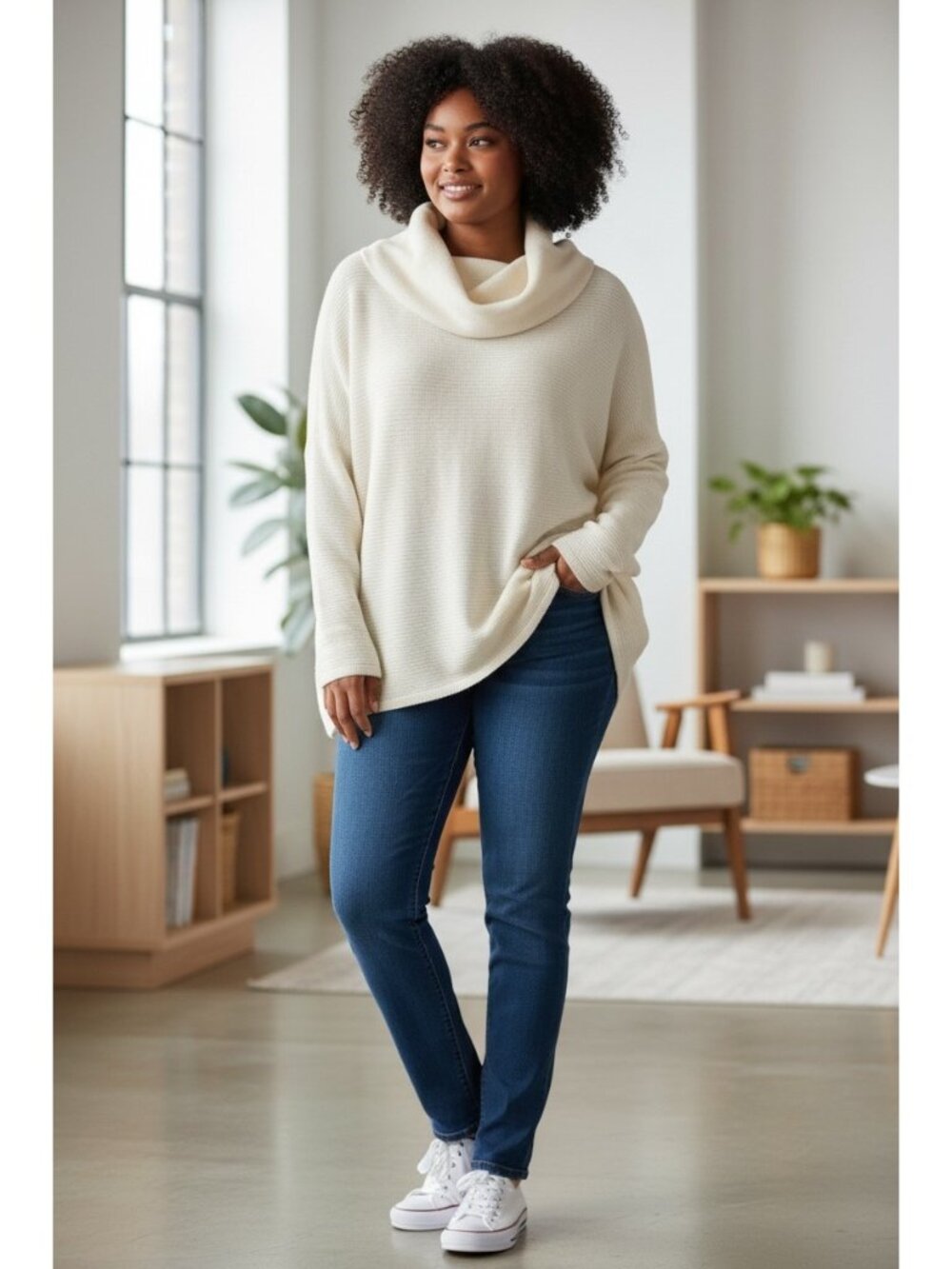 Coldwater Creek Merino Mix Cowl Neck Sweater Ivory 3X NWT Wool